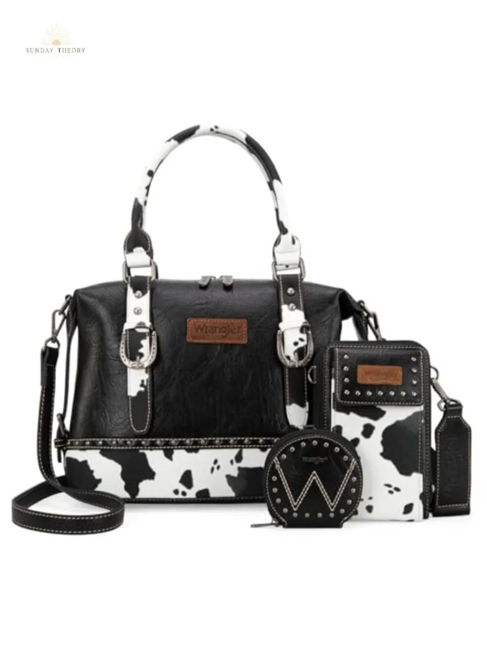 Wrangler Doctor Bag 3Pc Set Leather Satchel Purse w/ Detachable Strap